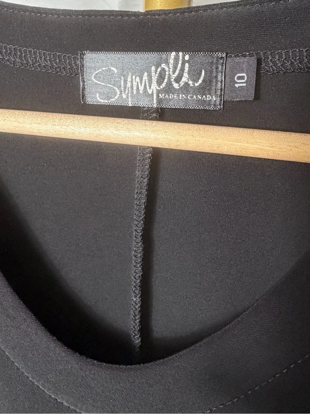 Sympli Black Scoop-Neck Draped A-Line Dress